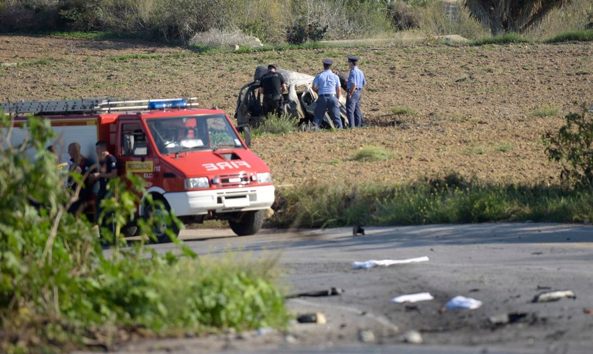Mesto eksplozije automobila u kojoj je ubijena novinarka Dafne Karuana Galicija kod Bidnije, Malta, 16. oktobra 2017. 