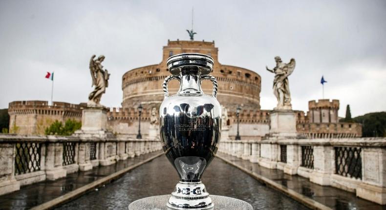 The Euro 2020 trophy on display in Rome, where the competition kicks off on Friday Creator: Fabio FRUSTACI