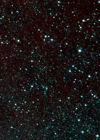 Jedno ze zdjęć obserwacyjnych uzyskanych w ramach projektu NEOWISE