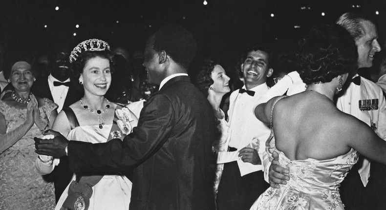 Queen Elizabeth dancing with Kwame Nkrumah in Ghana 1961