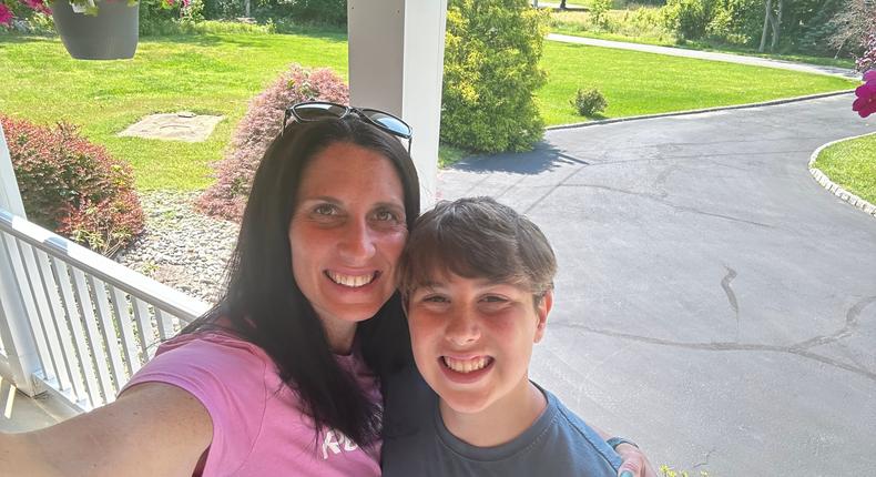 Marlana Hodgins and her son Trevor, who performed CPR on his friend after he collapsed and saved his life.Courtesy of Marlana Hodgins