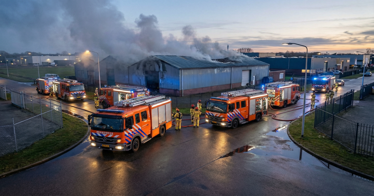 Frequente explosies en vlammen uit het dak: zeer grote brand treft loodsen van transportbedrijf in S