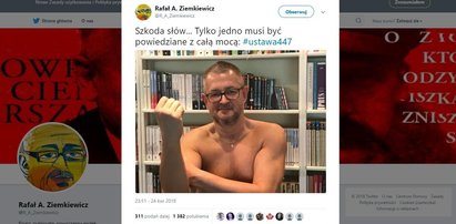 Półnagi Ziemkiewicz pozuje do zdjęcia