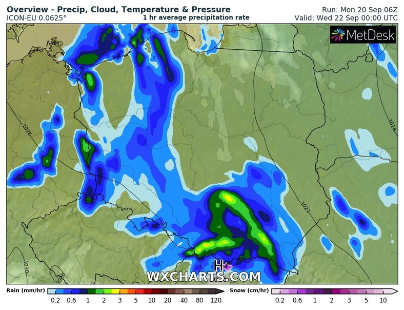 W nocy pojawi się więcej deszczu, zwłaszcza na zachodzie oraz południu