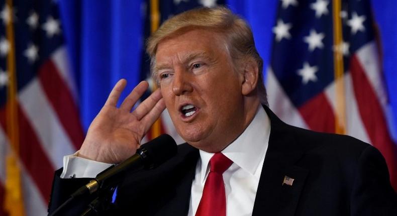 US President-elect Donald Trump during a press conference at Trump Tower in New York on January 11, 2017