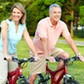 senior couple cycling