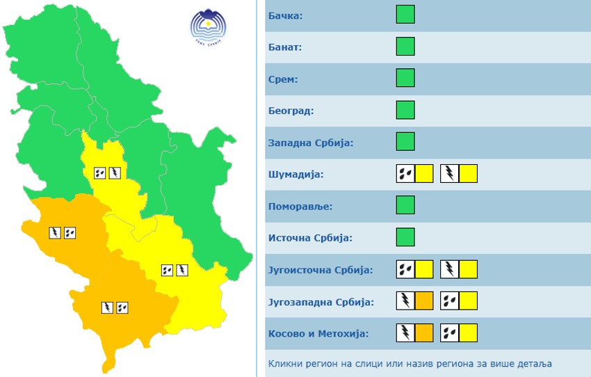 Meteoalarm za 21 jul u Srbiji