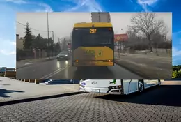 Elektryczny autobus, a za nim... kłęby dymu. Realia zimy w Polsce 