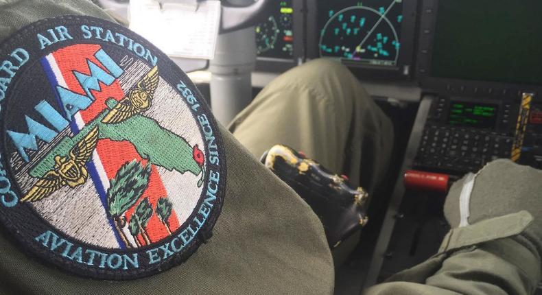 A Coast Guard Air Station Miami HC-144 Ocean Sentry pilot flies a post-storm damage-assessment flight along Florida’s coastline, October 8, 2016.