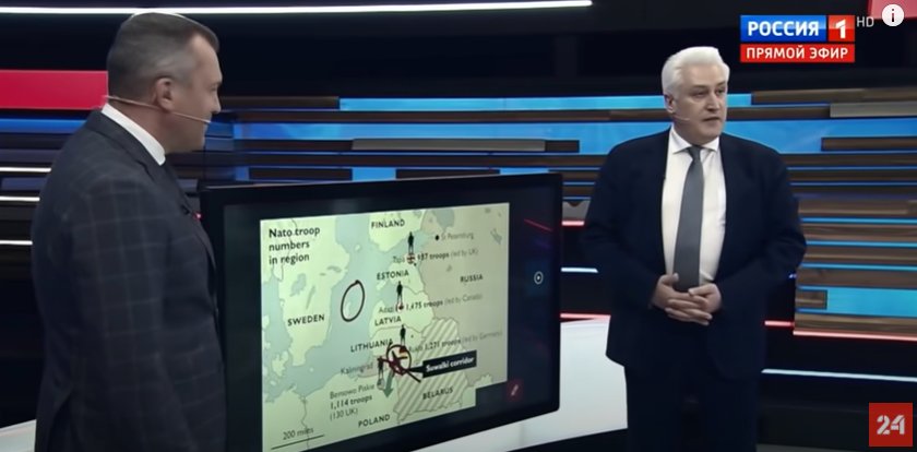 Fragment programu w "60 minut" w prokremlowskiej stacji Rossija 1. Na zdjęciu: Igor Korotczenko.