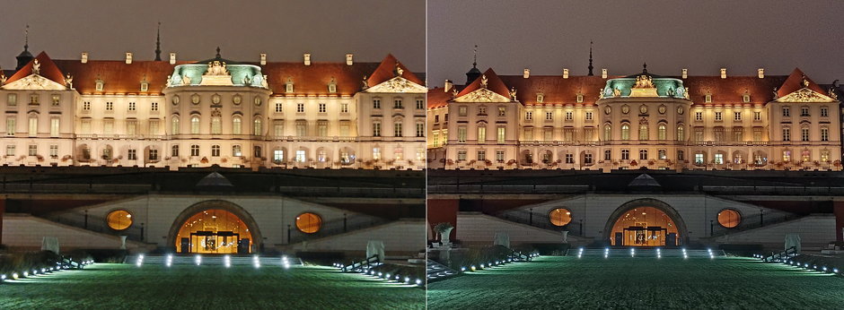 Przykładowe zdjęcie w trybie Noc z zoomem cyfrowym 2x z aparatów Poco M4 Pro 5G (po lewej) oraz Poco M3 Pro 5G (kliknij, aby powiększyć)