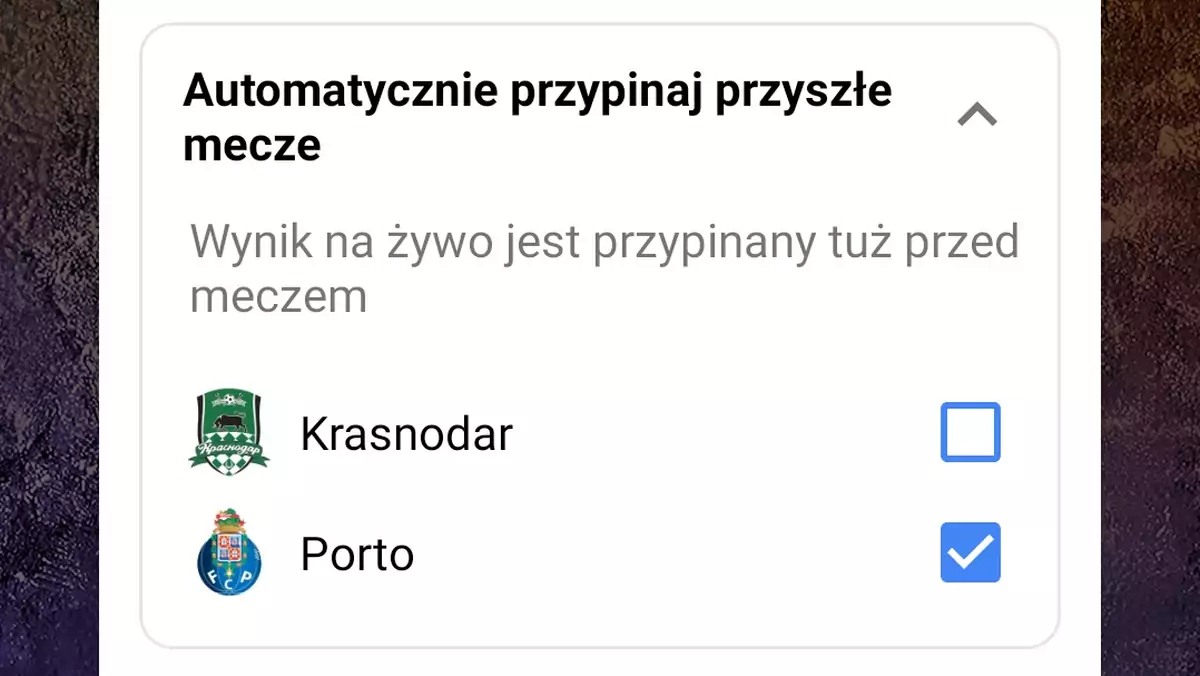 Automatyczne przypinanie wyników - Google