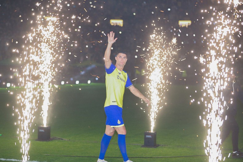 Ronaldo durante su presentación de Al-Nassr