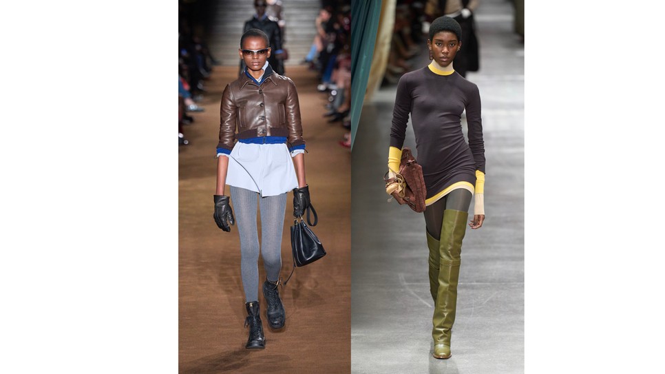 Miu Miu és a Fendi 2024-es őszi/téli kifutóján így viselik a szürke harisnyát