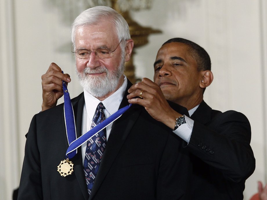 Dr. Foege receives the Medal of Freedom for his work in epidemiology from President Obama in 2012.