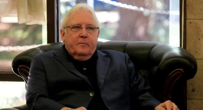 United Nations special envoy for Yemen Martin Griffiths is pictured upon arrival at Sanaa airport