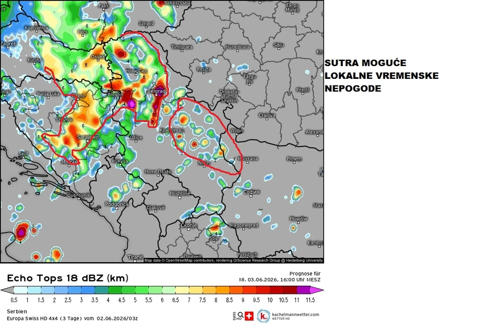 Lokalne nepogode se očekuju u sredu