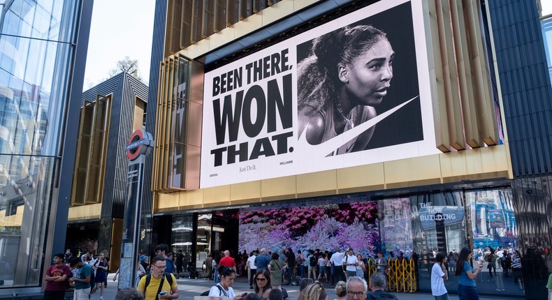 A Nike billboard featuring Serena Williams on display in London in July 2024.Mike Kemp/In Pictures via Getty Images