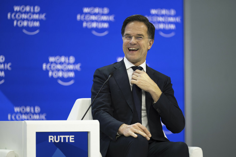 Premier Holandii Mark Rutte na Światowym Forum Ekonomicznym w Davos, Szwajcaria, 17 stycznia 2024 r.