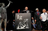 Horiuchi of Japan accepts the Ig Nobel for Medical Education during the Ig Nobel awards ceremony at 