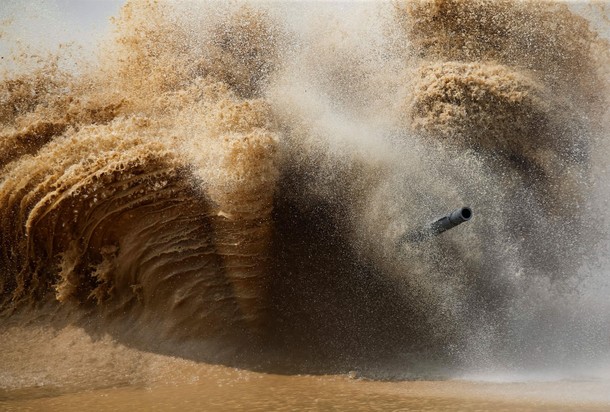 A tank's barrel is seen on the course of the Tank Biathlon competition during the International Army