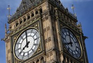 The Elizabeth Tower, which houses the Great Clock and the 'Big Ben' bell, is seen above the Houses o