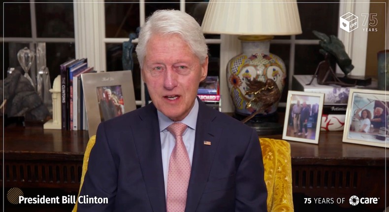 Former President Bill Clinton speaks during An Evening with CARE, Celebrating the 75th Anniversary of the CARE Package on May 11, 2021 in New York, New York
