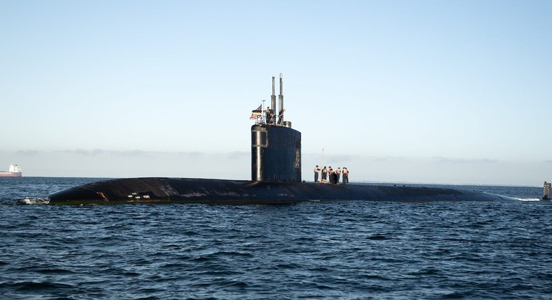 US Navy fast-attack submarine USS Asheville off the coast of Perth on March 15.Australian Department of Defense