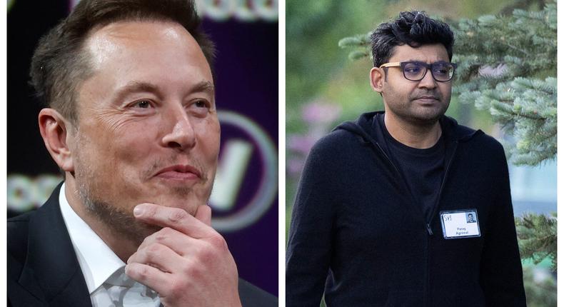Elon Musk and Parag Agrawal.Getty/ Chesnot/ Kevin Dietsch