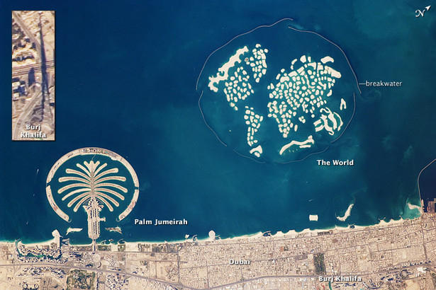 Dubaj w Zjednoczonych Emiratach Arabskich. Fot. dzięki uprzejmości NASA / JPL-Caltech