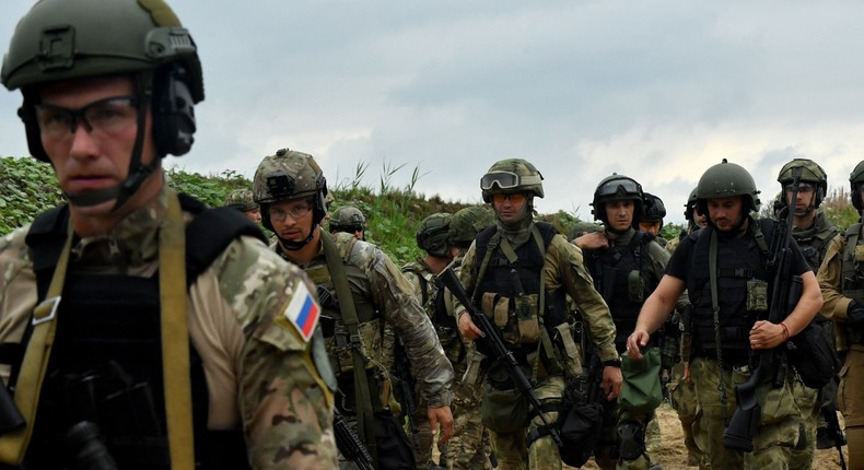 Russian soldiers in St. Petersburg on August 25, 2022.