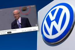 Ekolodzy zaatakowali w siedzibie Volkswagena. Dyrektor uchyla się w ostatniej chwili [WIDEO]