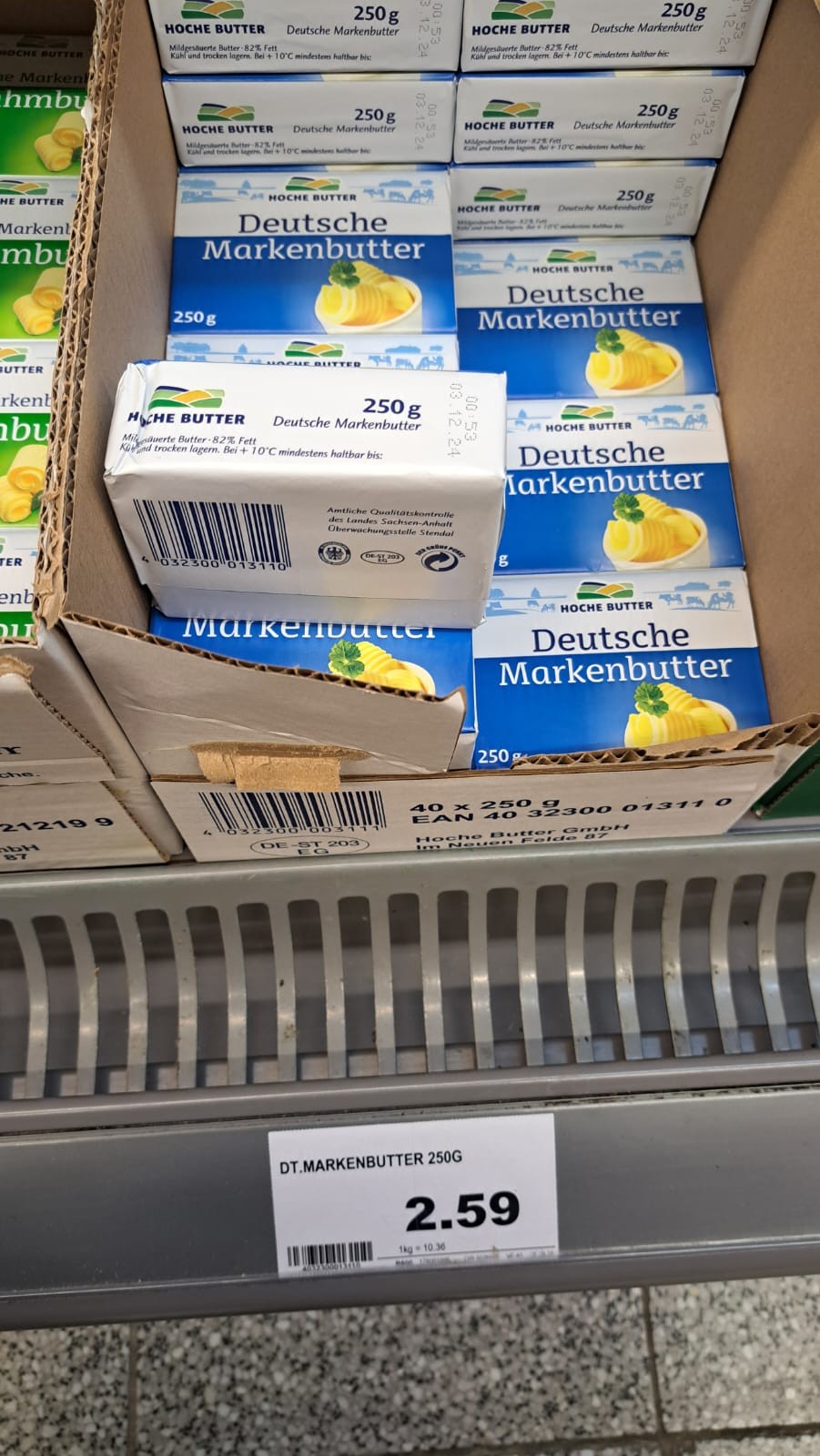 Októbrová cena masla v Nemecku.