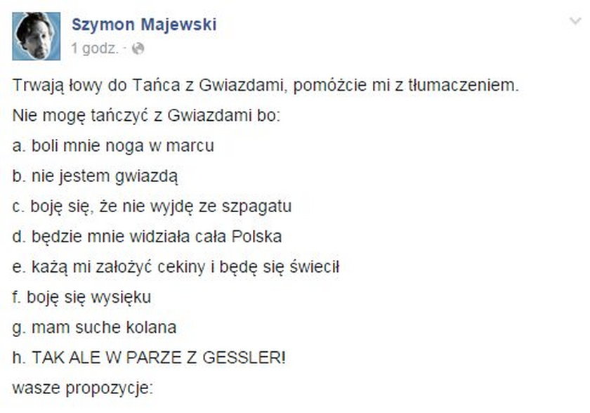 Szymon Majewski w "Tańcu z Gwiazdami"? Tak, ale tylko z ta gwiazdą