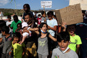 Uchodźcy protestujący na Lesbos