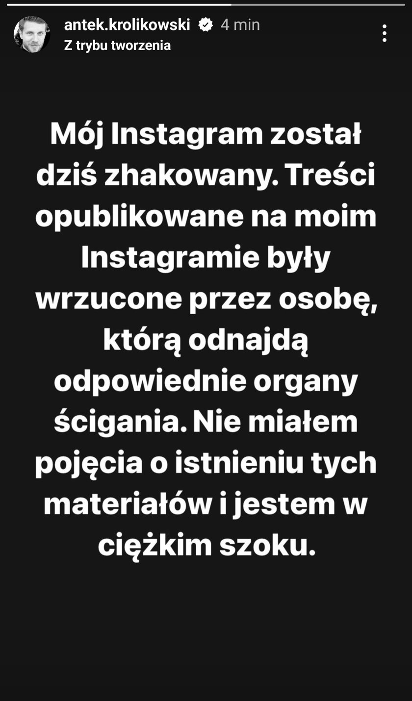 Antek Królikowski zamieścił to na Instagramie.