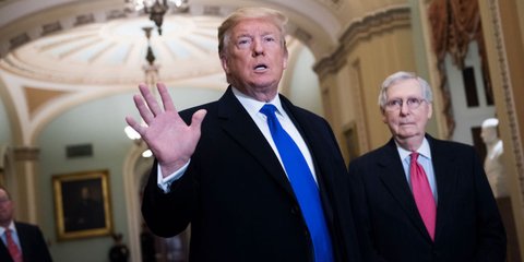 Trump and Sen McConnell after a meeting (AFP)