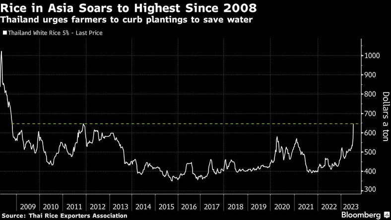 Ryż w Azji osiąga najwyższy poziom od 2008 r.
