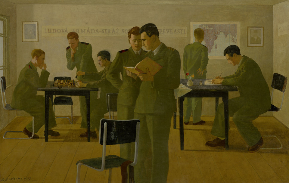 Ladislav Guderna, "Żołnierze w świetlicy" (1952)