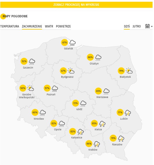 Jaka pogoda w piątek 3 lipca? Mapa zachmurzenia