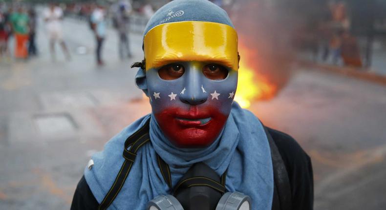 A protestor in Venezuela.