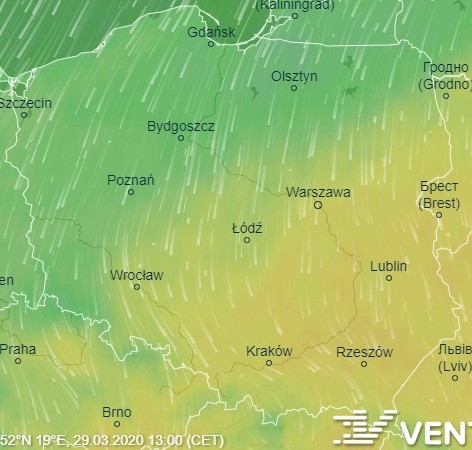 Pogoda w Polsce, niedziela 29.03