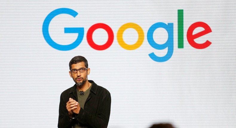 CEO Sundar Pichai speaks during the presentation of new Google hardware in San Francisco.