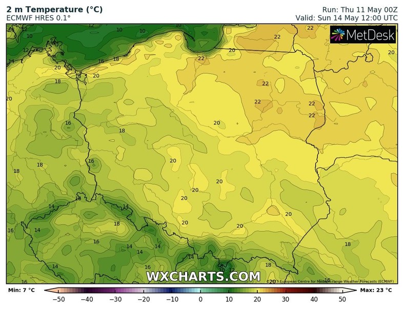 Temperatura w wielu regionach osiągnie i przekroczy 20 st. C