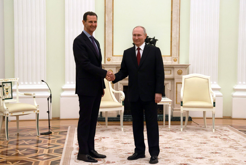 Prezydent Rosji Władimir Putin i prezydent Syrii Baszar Al-Asad podczas spotkania na Kremlu w Moskwie, Rosja, 15 marca 2023 r.
