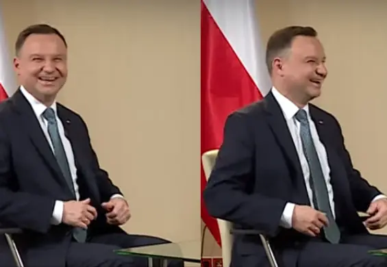 Andrzej Duda wybucha śmiechem po własnym żarcie. Wystarczyły tylko dwa słowa