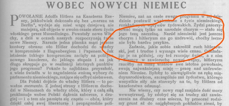 Tadeusz Gluziński wskazywał na  "problem żydowski"