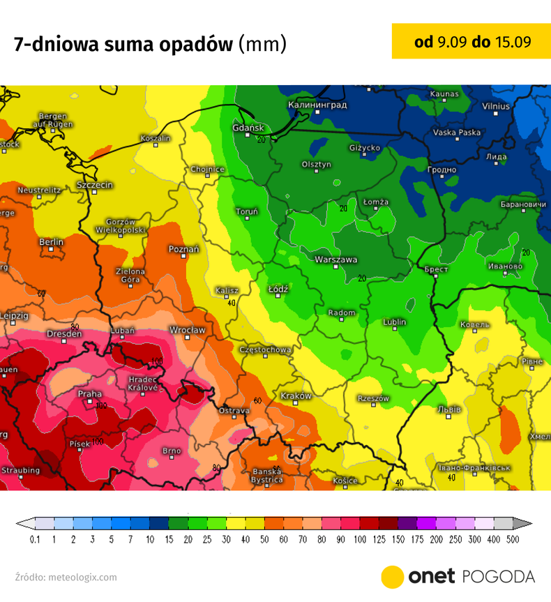 Najbliższy tydzień na zachodzie i południu przyniesie prawdopodobnie dużo deszczu