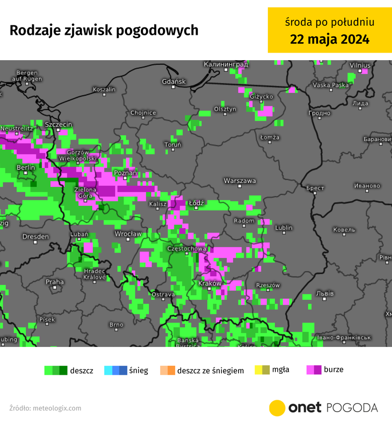 Na zachodzie, południu i w centrum przejdą burze, które mogą być gwałtowne