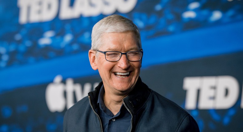 Tim Cook at the Ted Lasso season 3 premiere in Los Angeles on March 7.Emma McIntyre/WireImage